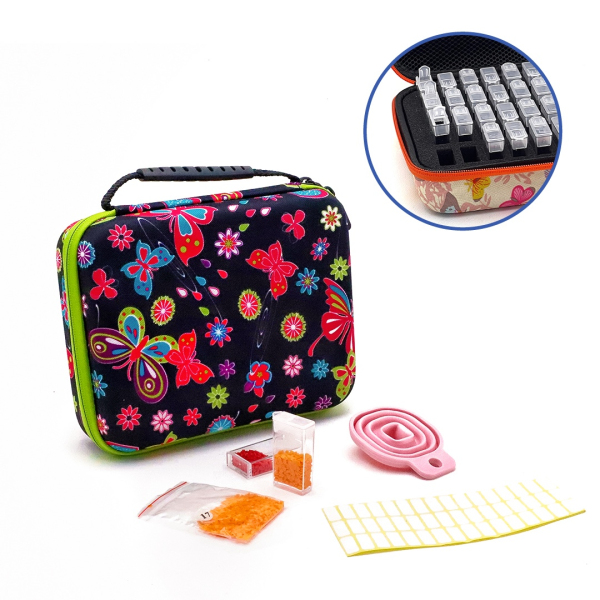 Аксесуари для алмазної мозаїки (281) - Кейс для зберігання камінців (40 комірок) Чорний з зеленим