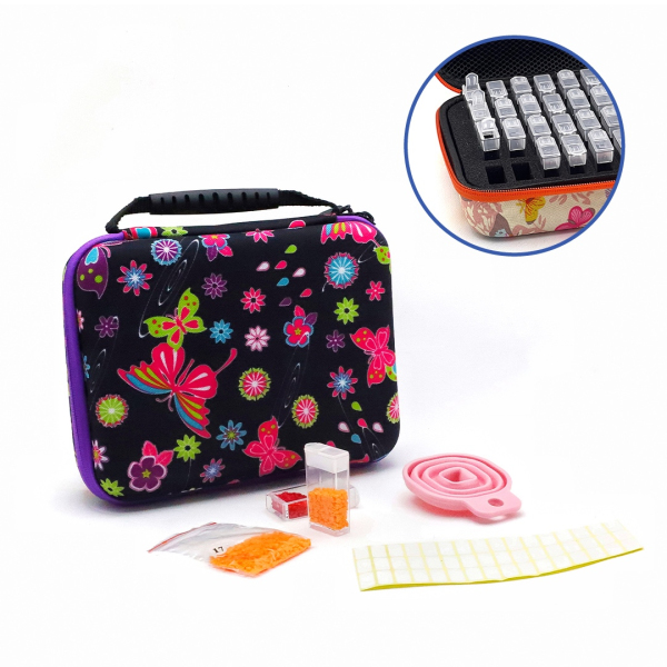 Аксесуари для алмазної мозаїки (281) - Кейс для зберігання камінців (40 комірок) Чорний з фіолетовим