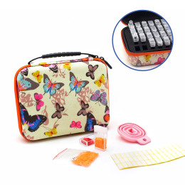 Кейс для хранения алмазных стразов (40 ячеек) Белый с оранжевым