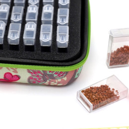 Кейс для хранения алмазных стразов (40 ячеек) Белый с зеленым