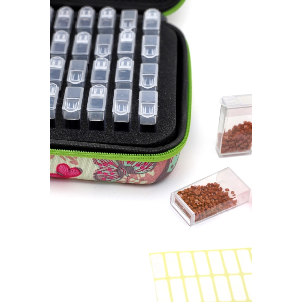 Аксесуари для алмазної мозаїки (281) - Кейс для хранения алмазных стразов (40 ячеек) Белый с зеленым