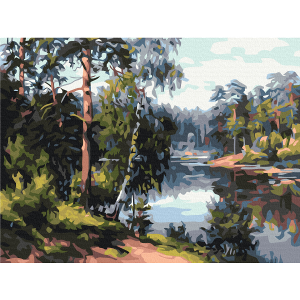 Картина по номерам Природа - Мальовниче озеро в лісі