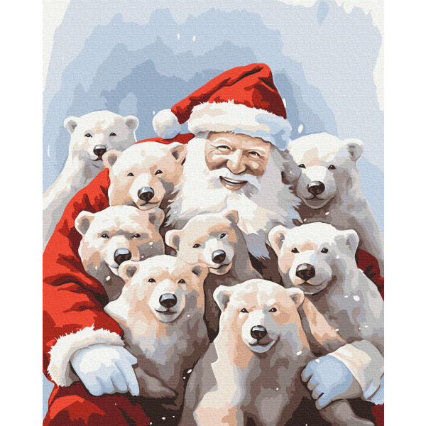 Картина по номерам Затишок, зима, Новий рік, Різдво - Друзі Санти
