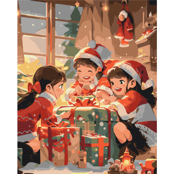 Картина по номерам Затишок, зима, Новий рік, Різдво - Дитяча радість