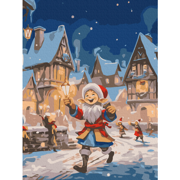 Картина по номерам Затишок, зима, Новий рік, Різдво - Місія ельфа