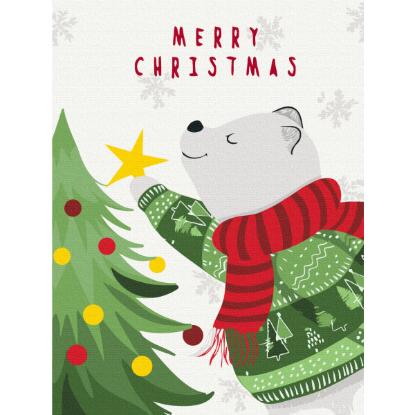 Картина по номерам Затишок, зима, Новий рік, Різдво - Полярний ведмедик