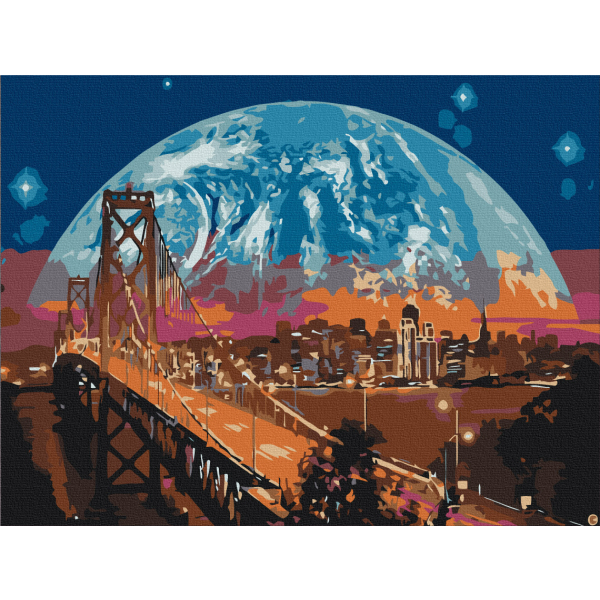 Картина по номерам Преміум картини - Місяць над Сан-Франциско