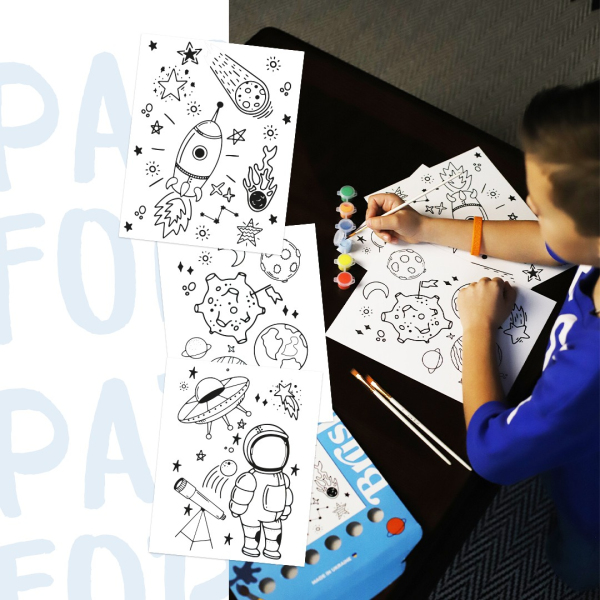 Розмальовки на картоні з фарбами - Космические приключения