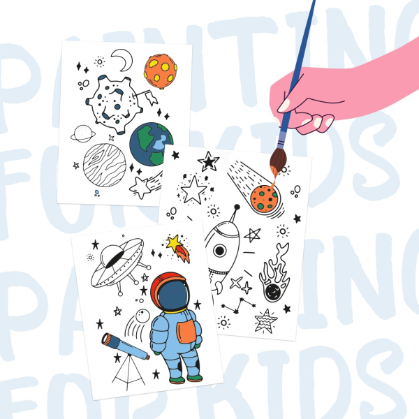 Розмальовки на картоні з фарбами - Космические приключения