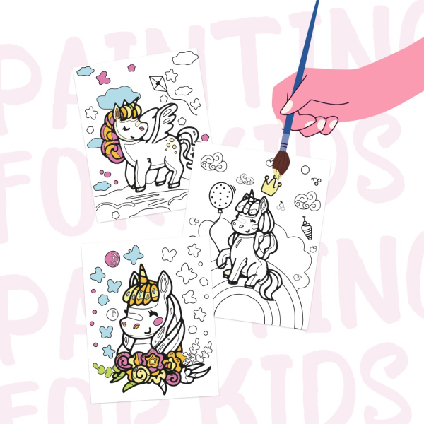 Розмальовки на картоні з фарбами - Пригоди єдинорогів