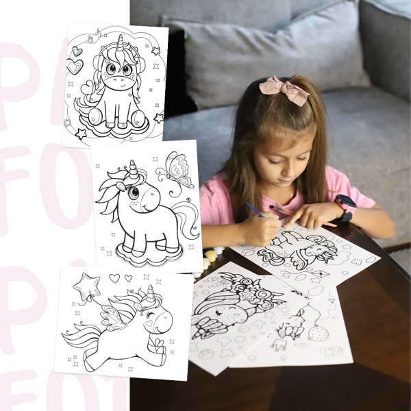 Розмальовки на картоні з фарбами - Мир единорогов