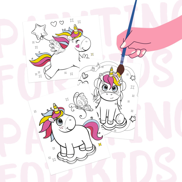 Розмальовки на картоні з фарбами - Мир единорогов