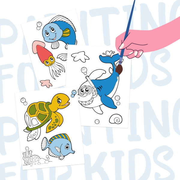 Розмальовки на картоні з фарбами - Морський світ