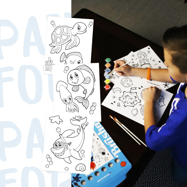 Розмальовки на картоні з фарбами - Морський світ