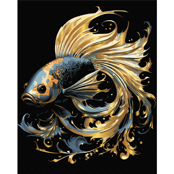 Картина по номерам На чорному полотні - Чарівна рибка