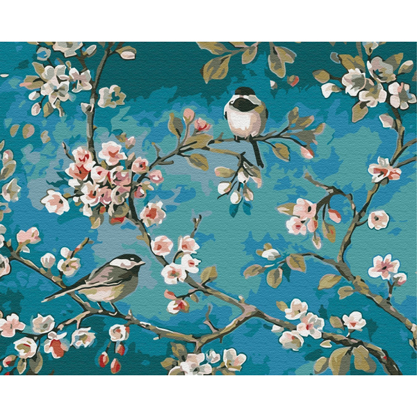 Картина по номерам Преміум картини - Синички на гілках