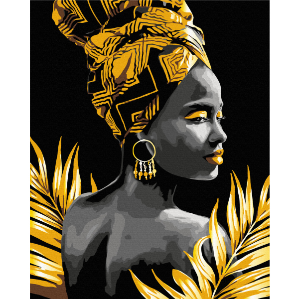 Картина по номерам На чорному полотні - Африканка © Mykhailyshyna Daria