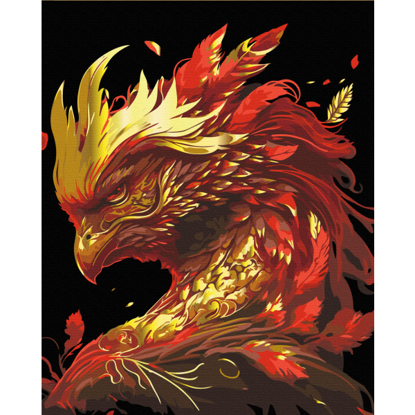 Картина по номерам На чорному полотні - Золотий фенікс