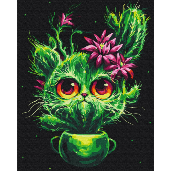 Картина по номерам Преміум картини - Кошенятко кактусятко © Маріанна Пащук