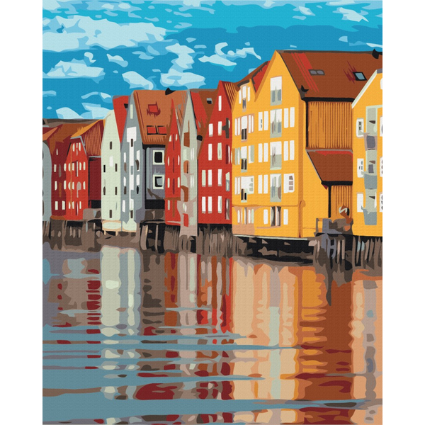 Картина по номерам Преміум картини - Кольорові будиночки