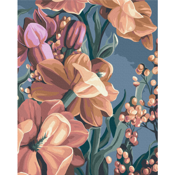 Картина по номерам Квіти - Стилизованный маттиола. Диптих 2  © Yana Biluhina