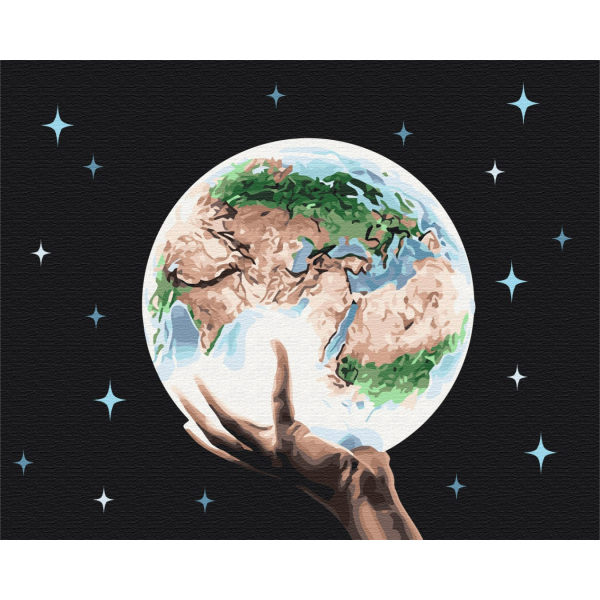 Картина по номерам Абстракції - Планета в руках человека