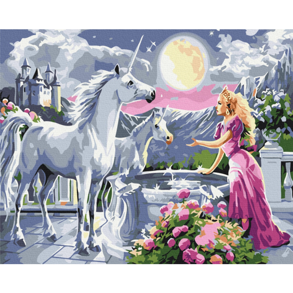 Картина по номерам Люди на картинах - Princess and the unicorns