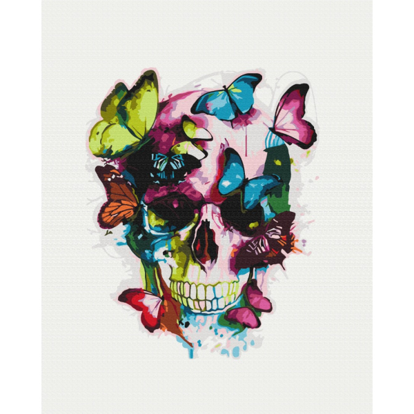 Картина по номерам Поп Арт - Череп з метеликами