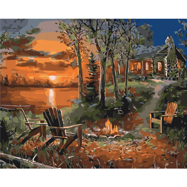 Картина по номерам Природа - Будинок біля озера