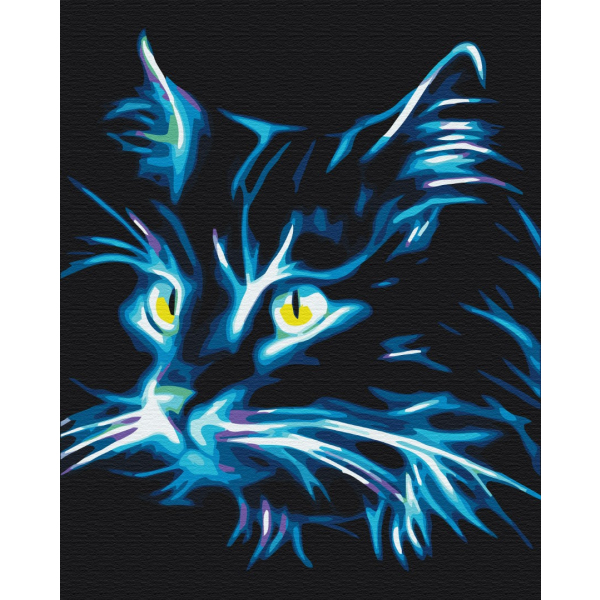 Картина по номерам Тварини, птахи та риби - Неоновий кіт