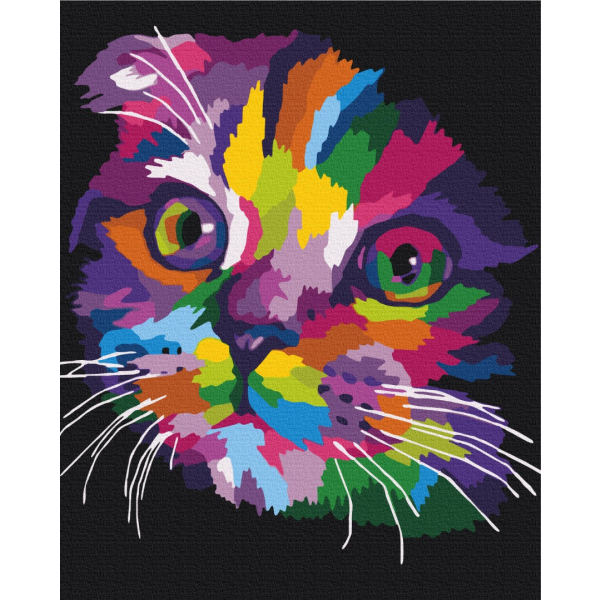 Картина по номерам Поп Арт - Веселкове кошенятко