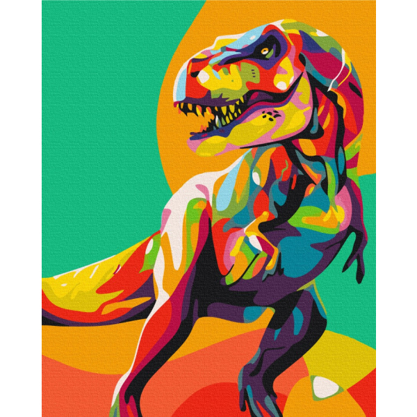 Картина по номерам Поп Арт - Радужный тиранозавр