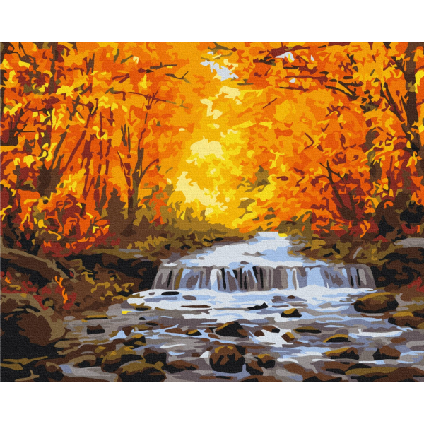 Картина по номерам Природа - Водопад в осенний позолоте