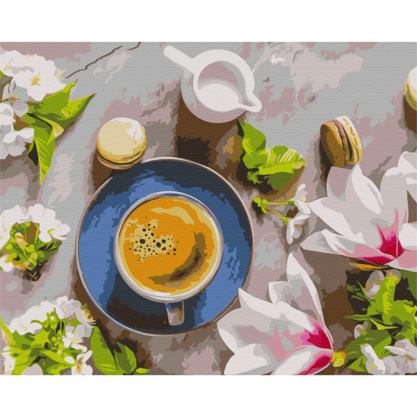 Картина по номерам Натюрморти - Кава і квіти