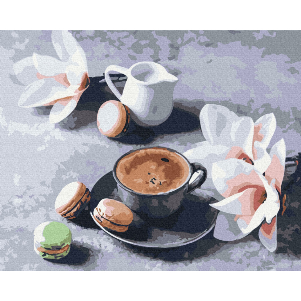 Картина по номерам Натюрморти - Кофе и магнолии