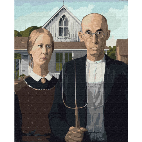 Картина по номерам Репродукції художників - «Американская готика», Грант Вуд