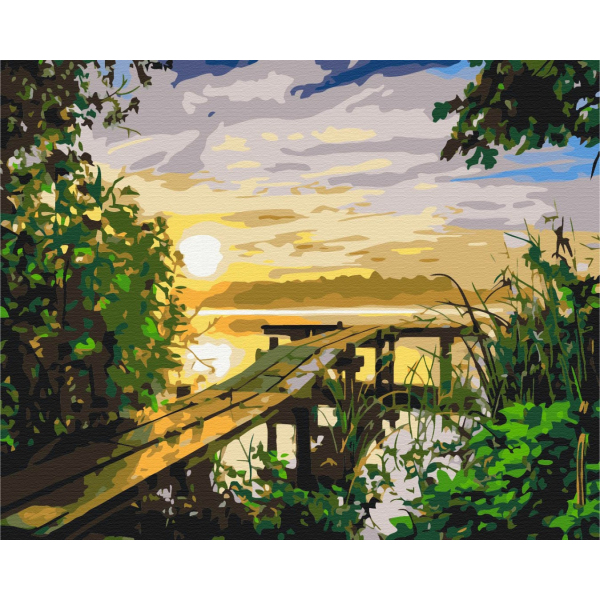 Картина по номерам Пейзажі - Захід на річці