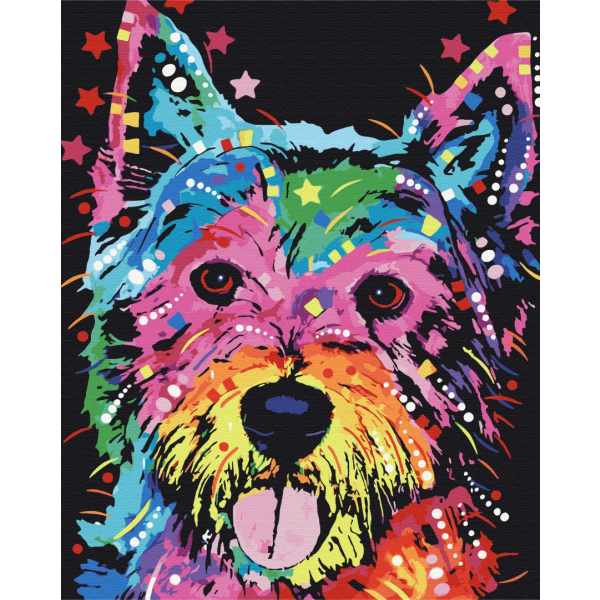 Картина по номерам Тварини, птахи та риби - Різнобарвний Барсик