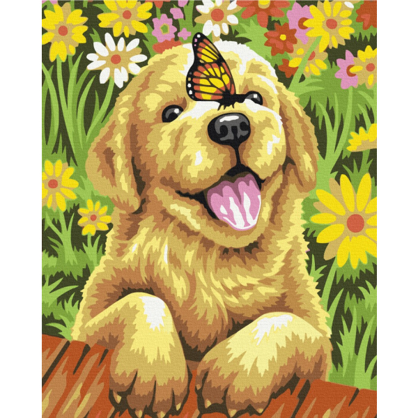 Картина по номерам Тварини, птахи та риби - Радісне цуценя