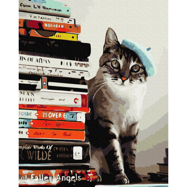 Картина по номерам Тварини, птахи та риби - Кіт читайлик