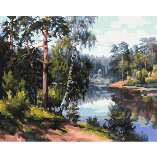 Картина по номерам Природа - Живописное озеро в лесу