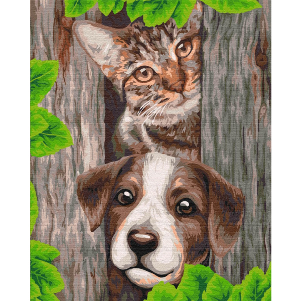 Картина по номерам Тварини, птахи та риби - Любознательные друзья