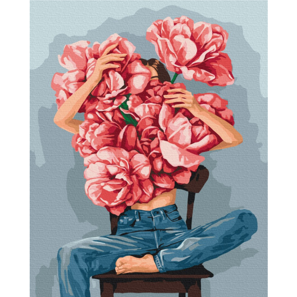 Картина по номерам Люди на картинах - Півонії в обіймах © Mykhailyshyna Daria