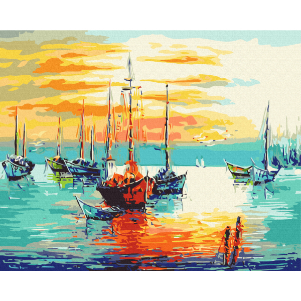 Картина по номерам Кораблі, автомобілі та літаки - Сонячний причал