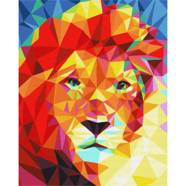 Картина по номерам Поп Арт - Лев в мозаике