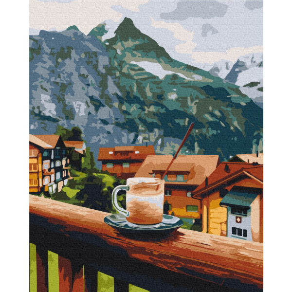 Картина по номерам Пейзажі - Капучино с горным привкусом