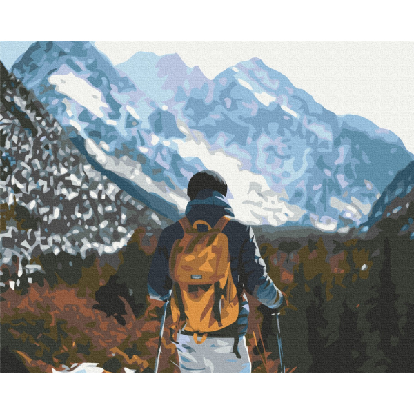 Картина по номерам Люди на картинах - Мандрівник в горах