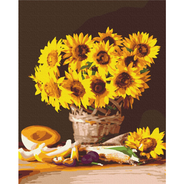 Картина по номерам Квіти - Яркие подсолнухи