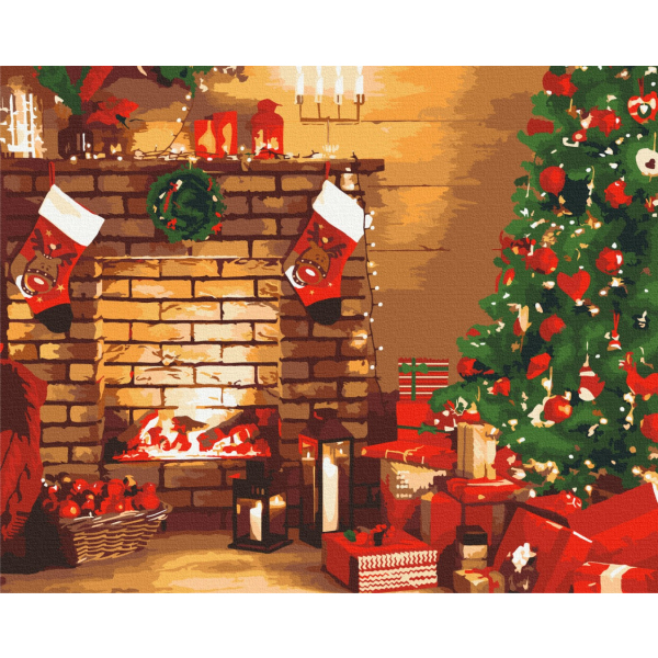 Картина по номерам Затишок, зима, Новий рік, Різдво - Новорічний затишок
