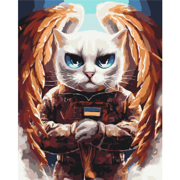 Картина по номерам Тварини, птахи та риби - Котик Ангел© Маріанна Пащук